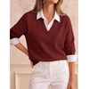 ZESICA Women’s Fall Winter Cozy Sweaters V Neck Loose Warm Pullover Tops(Burgundy)