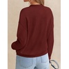 ZESICA Women’s Fall Winter Cozy Sweaters V Neck Loose Warm Pullover Tops(Burgundy)