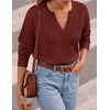 ZESICA Women’s Fall Winter Cozy Sweaters V Neck Loose Warm Pullover Tops(Burgundy)