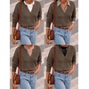 ZESICA Women’s Fall Winter Cozy Sweaters V Neck Loose Warm Pullover Tops(Grey Taupe)