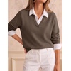ZESICA Women’s Fall Winter Cozy Sweaters V Neck Loose Warm Pullover Tops(Grey Taupe)