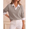 ZESICA Women’s Fall Winter Cozy Sweaters V Neck Loose Warm Pullover Tops(Oats)