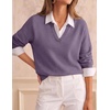 ZESICA Women’s Fall Winter Cozy Sweaters V Neck Loose Warm Pullover Tops(Purple)