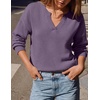 ZESICA Women’s Fall Winter Cozy Sweaters V Neck Loose Warm Pullover Tops(Purple)