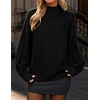 ZESICA Women’s Fall Winter Long Sleeve Turtleneck Oversized Sweaters(Black)