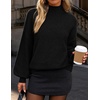 ZESICA Women’s Fall Winter Long Sleeve Turtleneck Oversized Sweaters(Black)