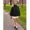 ZESICA Women’s Fall Winter Long Sleeve Turtleneck Oversized Sweaters(Black)