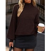 ZESICA Women’s Fall Winter Long Sleeve Turtleneck Oversized Sweaters(Coffee)