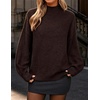 ZESICA Women’s Fall Winter Long Sleeve Turtleneck Oversized Sweaters(Coffee)