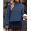 ZESICA Women’s Fall Winter Long Sleeve Turtleneck Oversized Sweaters(Dusty Blue)