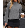 ZESICA Women’s Fall Winter Long Sleeve Turtleneck Oversized Sweaters(Grey)