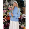 ZESICA Women’s Fall Winter Long Sleeve Turtleneck Oversized Sweaters(Light Blue)