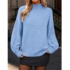 ZESICA Women’s Fall Winter Long Sleeve Turtleneck Oversized Sweaters(Light Blue)