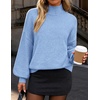 ZESICA Women’s Fall Winter Long Sleeve Turtleneck Oversized Sweaters(Light Blue)