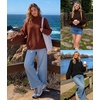 ZESICA Women’s Fall Winter Long Sleeve Turtleneck Oversized Sweaters(Red Brown)