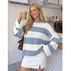 ZESICA Womens Fall Winter Oversized Striped Knit Sweaters Fashion Clothes(Blue)