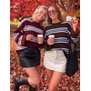 ZESICA Womens Fall Winter Oversized Striped Knit Sweaters Fashion Clothes(Burgundy)