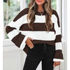 ZESICA Womens Fall Winter Oversized Striped Knit Sweaters Fashion Clothes(Coffee)