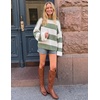 ZESICA Womens Fall Winter Oversized Striped Knit Sweaters Fashion Clothes(Green)