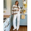 ZESICA Womens Fall Winter Oversized Striped Knit Sweaters Fashion Clothes(Lightkhaki)