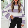 ZESICA Womens Fall Winter Oversized Striped Knit Sweaters Fashion Clothes(Lightpurple)