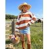 ZESICA Womens Fall Winter Oversized Striped Knit Sweaters Fashion Clothes(Orange)