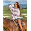 ZESICA Womens Fall Winter Oversized Striped Knit Sweaters Fashion Clothes(Pink)