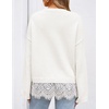 ZESICA Women’s Fall Winter Sweaters 2026 Lace Trim Pullover Tops(Beige)