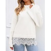 ZESICA Women’s Fall Winter Sweaters 2026 Lace Trim Pullover Tops(Beige)
