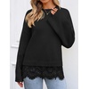 ZESICA Women’s Fall Winter Sweaters 2026 Lace Trim Pullover Tops(Black)