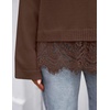 ZESICA Women’s Fall Winter Sweaters 2026 Lace Trim Pullover Tops(Brown)