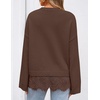ZESICA Women’s Fall Winter Sweaters 2026 Lace Trim Pullover Tops(Brown)