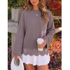 ZESICA Women’s Fall Winter Sweaters 2026 Lace Trim Pullover Tops(Dusty Purple)