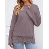 ZESICA Women’s Fall Winter Sweaters 2026 Lace Trim Pullover Tops(Dusty Purple)