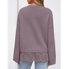 ZESICA Women’s Fall Winter Sweaters 2026 Lace Trim Pullover Tops(Dusty Purple)