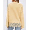 ZESICA Women’s Fall Winter Sweaters 2026 Lace Trim Pullover Tops(Light Yellow)