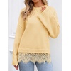 ZESICA Women’s Fall Winter Sweaters 2026 Lace Trim Pullover Tops(Light Yellow)