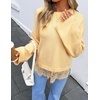 ZESICA Women’s Fall Winter Sweaters 2026 Lace Trim Pullover Tops(Light Yellow)
