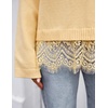 ZESICA Women’s Fall Winter Sweaters 2026 Lace Trim Pullover Tops(Light Yellow)