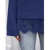 ZESICA Women’s Fall Winter Sweaters 2026 Lace Trim Pullover Tops(Navy)