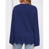 ZESICA Women’s Fall Winter Sweaters 2026 Lace Trim Pullover Tops(Navy)