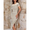ZESICA Women’s Summer Striped Short Sleeve Bodycon Sweater Dress(Apricot)