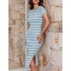ZESICA Women’s Summer Striped Short Sleeve Bodycon Sweater Dress(Light Blue)