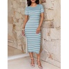 ZESICA Women’s Summer Striped Short Sleeve Bodycon Sweater Dress(Light Blue)
