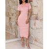 ZESICA Women’s Summer Striped Short Sleeve Bodycon Sweater Dress(Pink)