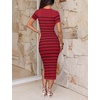ZESICA Women’s Summer Striped Short Sleeve Bodycon Sweater Dress(Wine)