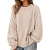 ZESICA Oversized Sweaters for Women 2026 Fall Trendy Pullover Tops(Apricot)