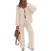 ZESICA Women’s 2 Piece Outfits 2026 Fall Lounge Pajama Sets(Apricot)