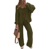 ZESICA Women’s 2 Piece Outfits 2026 Fall Lounge Pajama Sets(Armygreen)