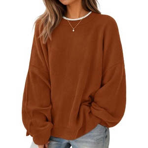 ZESICA Oversized Sweaters for Women 2026 Fall Trendy Pullover Tops(Caramel)